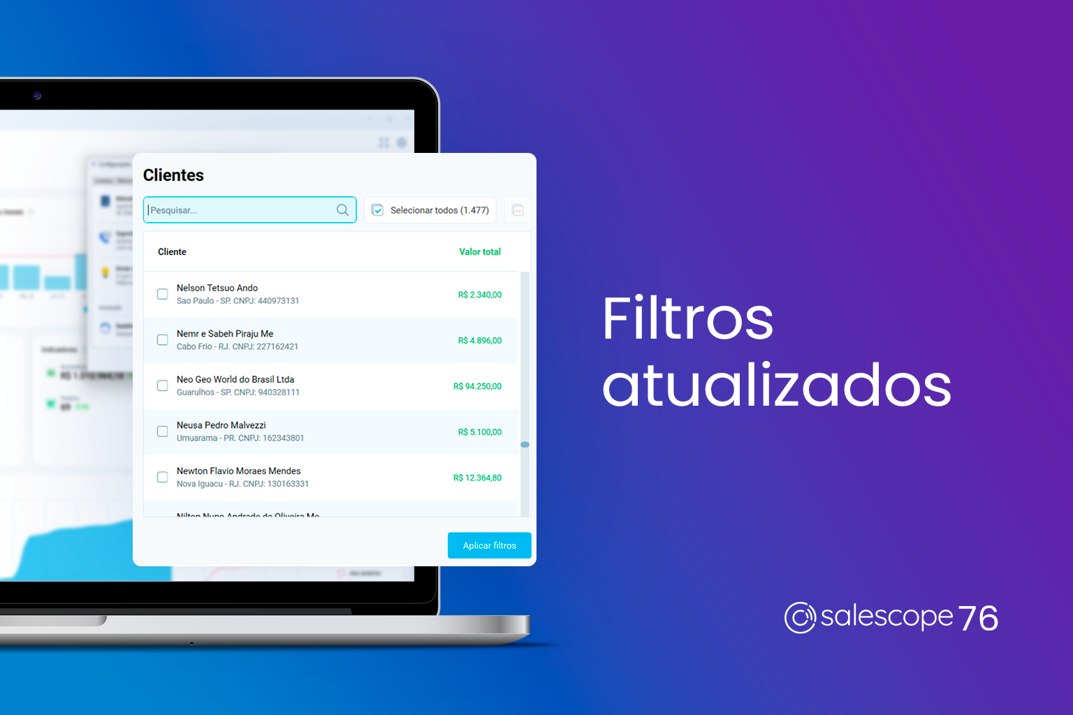 Filtros atualizados [Salescope 76]