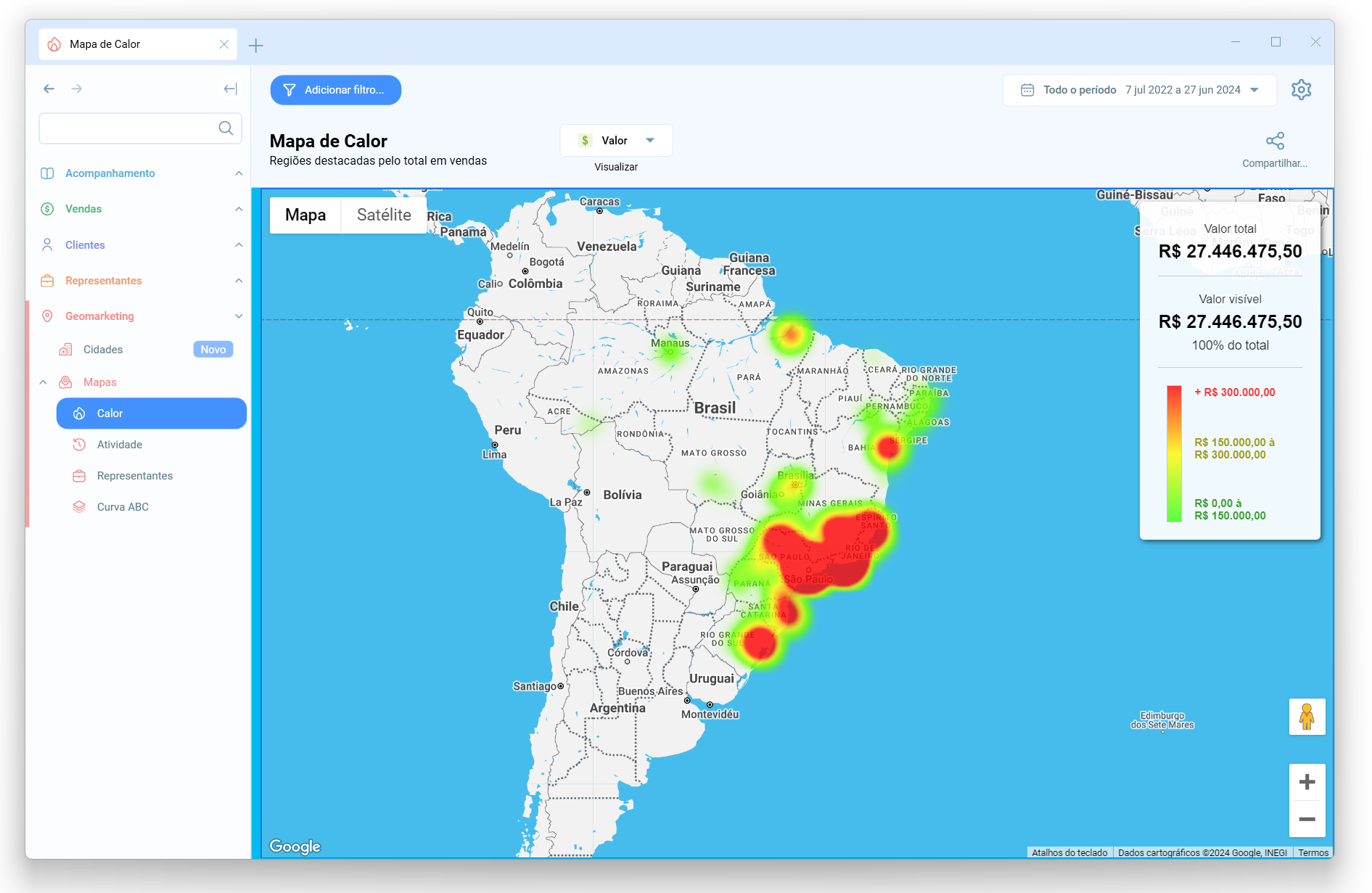 Mapa de Calor de Vendas