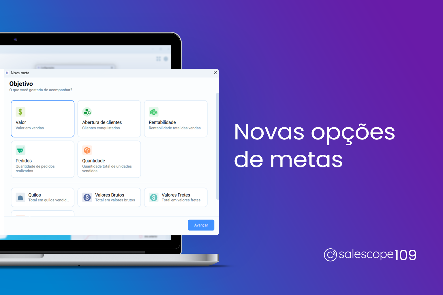 Novas opções de metas [Salescope 109]