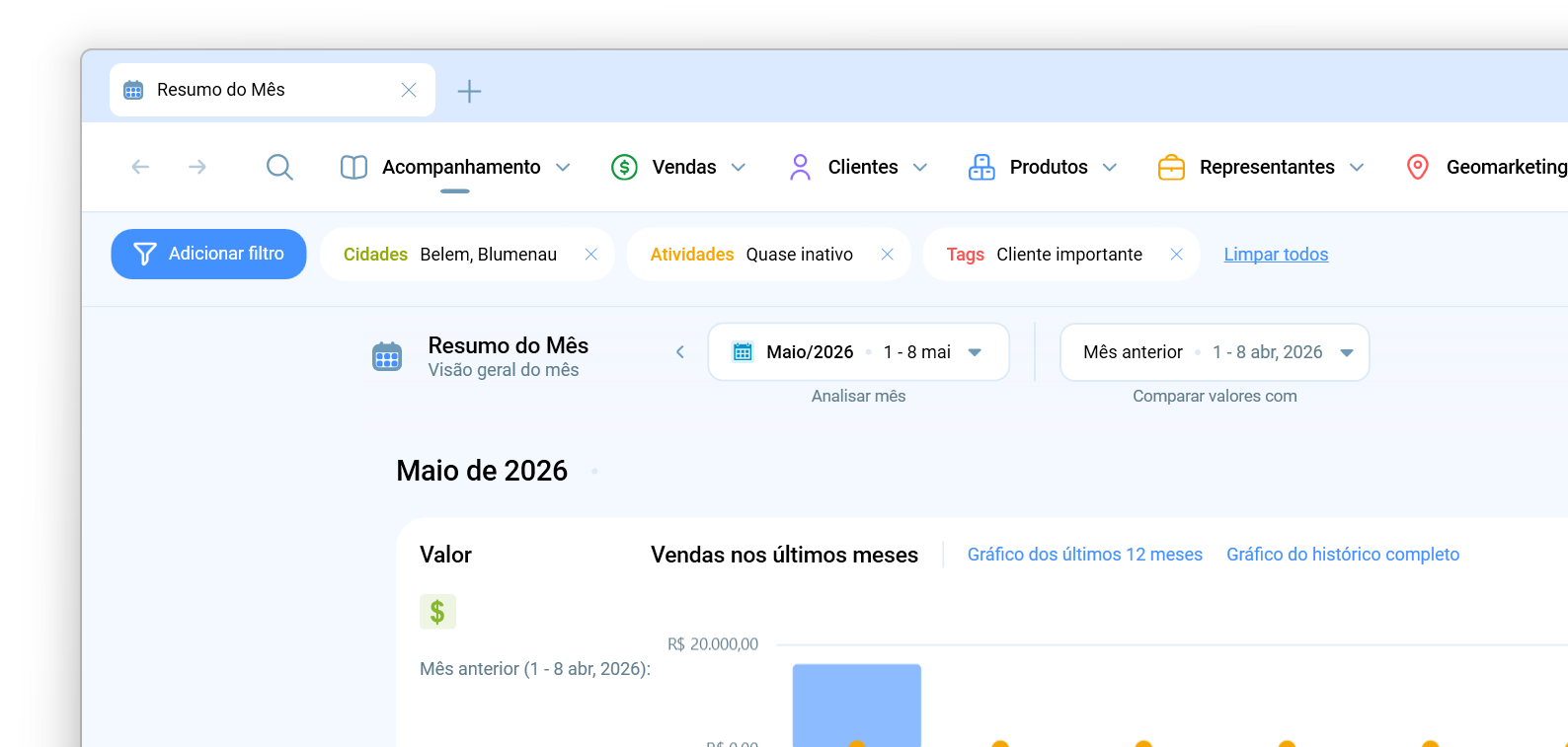 Filtros sendo aplicados automaticamente enquanto o usuário seleciona as opções